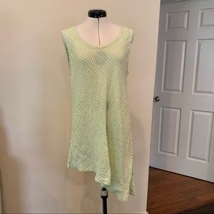 FLAX Green Linen Gingham Asymmetrical Tunic, Sz M